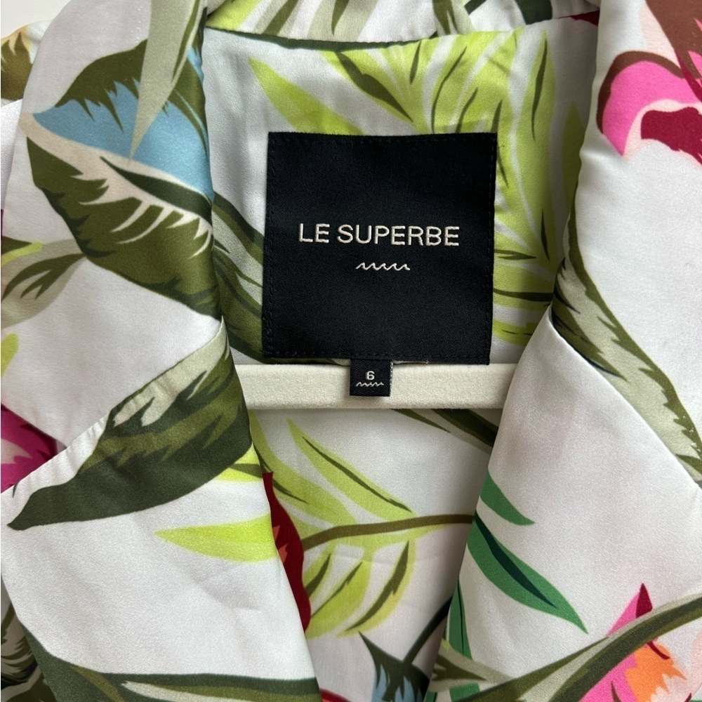 LE SUPERBE Skyline Floral Tie-Front Blouse Foliage Leaf Print 2PC Set Size 6 - Picture 8 of 10
